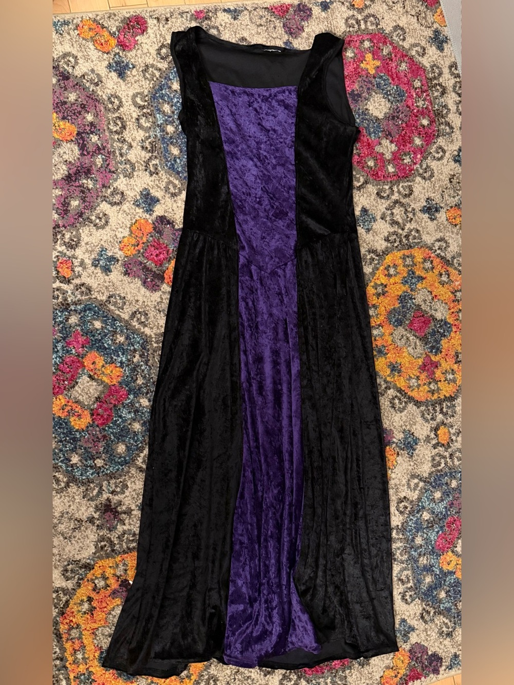 Renaissance Princess Velvet Panel Maxi Dress Black Purple Large Medieval Witchy